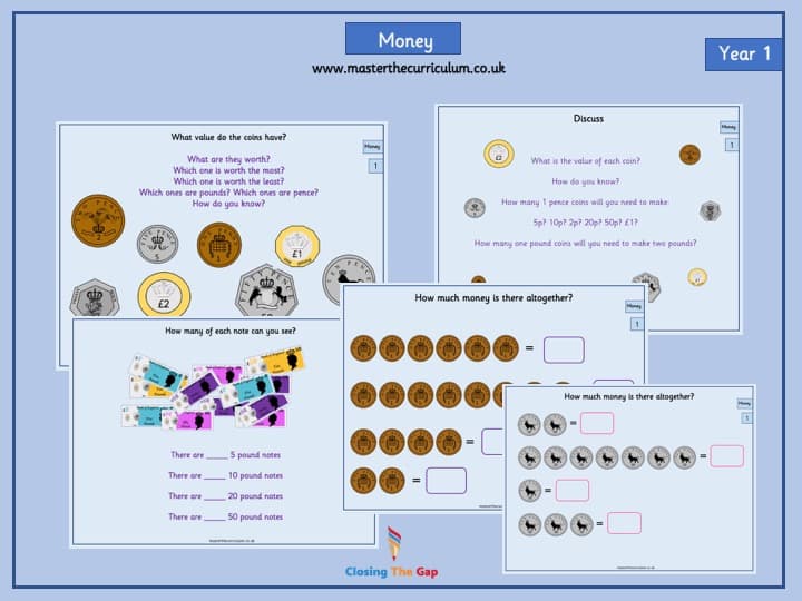 Inside 1 of Year 1 – Editable Money Fluency & Reasoning Teaching Slides