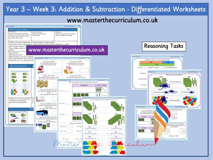 Inside 1 of Year 3 – Editable Addition And Subtraction Differentiated Sheets – Week 3