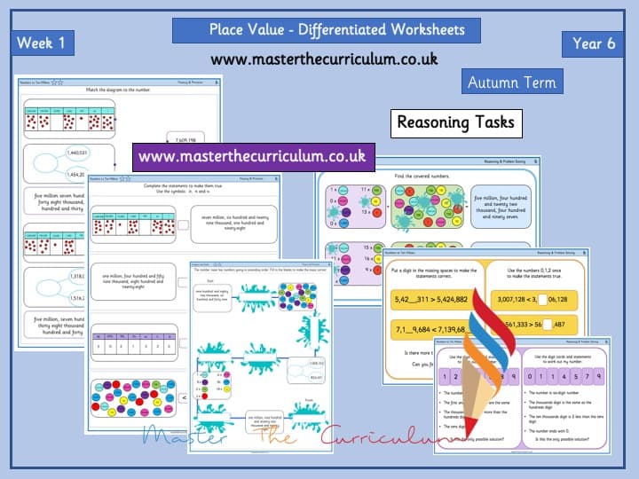 Inside 1 of Year 6 – Place Value – Editable Differentiated Worksheets – Week 1