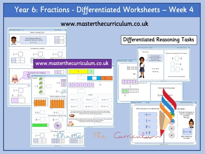 Inside 1 of Year 6 – Autumn – Week 4 – Editable Fractions Differentiated Sheets