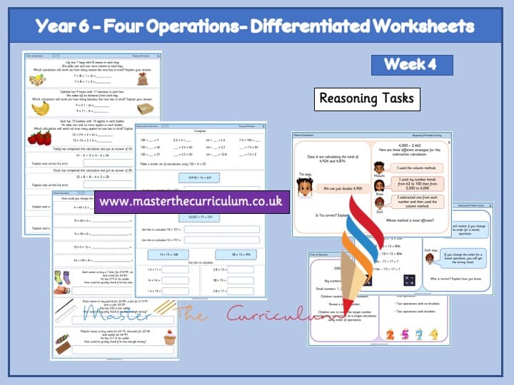 Inside 1 of Year 6- Four Operations – Week 4- Editable Differentiated Worksheets