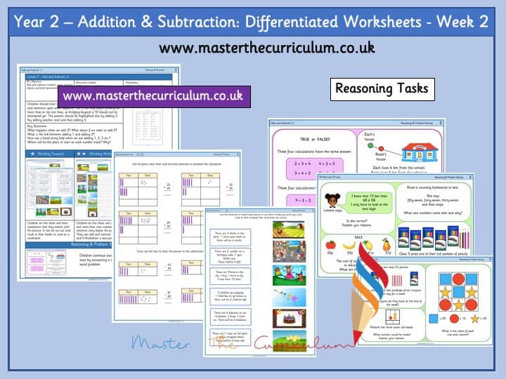 Inside 2 of Year 2- Addition and Subtraction – Week 2 Differentiated Worksheets