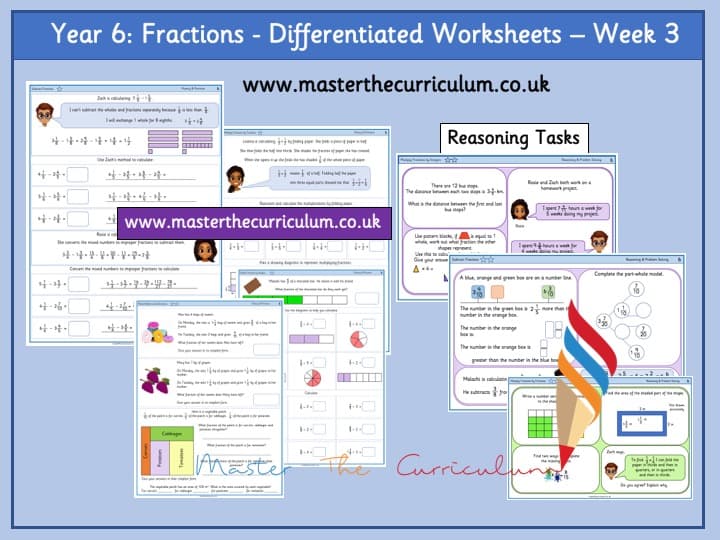Inside 1 of Year 6 – Autumn – Week 3 – Editable Fractions Differentiated Sheets
