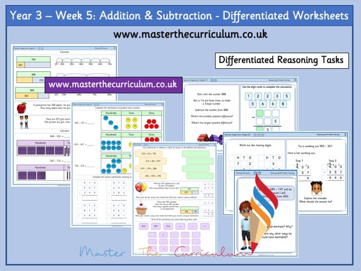Inside 1 of Year 3 – Week 5: Addition And Subtraction Editable Differentiated Worksheets