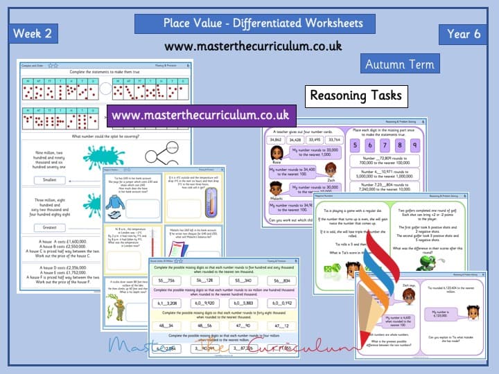 Inside 1 of Year 6 – Place Value Week 2 – Editable Differentiated Worksheets