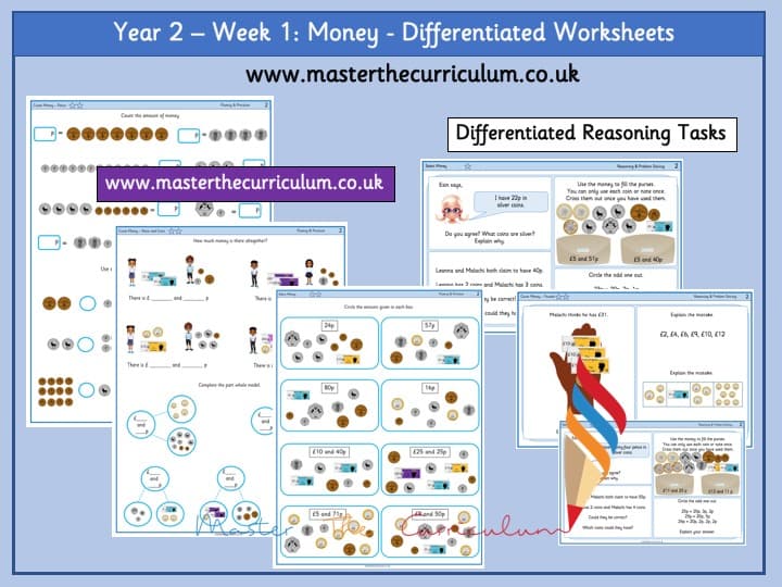Inside 2 of Year 2 – Week 1 – Editable Money Worksheets