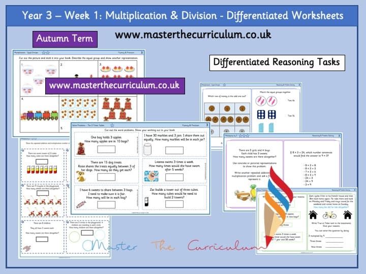 Inside 2 of Year 3- Autumn- Week 1- Editable Multiplication & Division Differentiated Worksheets
