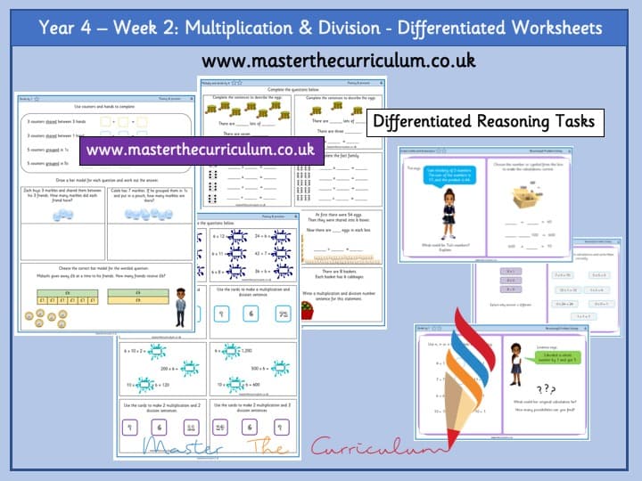 Inside 1 of Year 4 – Week 2 – Editable Multiplication And Division Differentiated Worksheets- Autumn Term