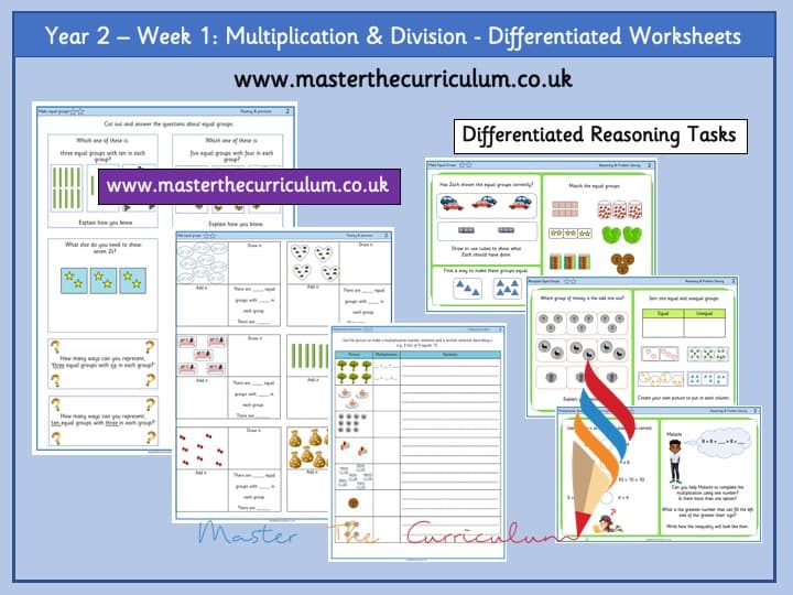 Inside 1 of Year 2 – Autumn – Week 1 – Editable Multiplication Differentiated Sheets
