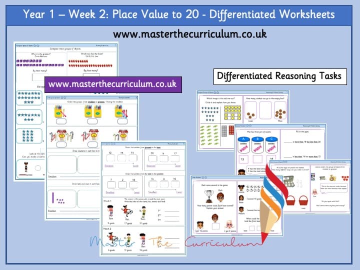 Inside 2 of Year 1- Editable Place Value To 20 Differentiated Worksheets Week 2