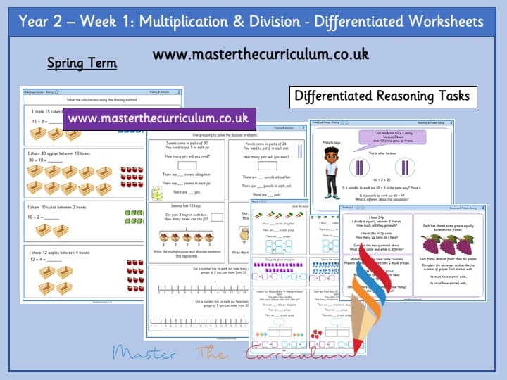 Inside 2 of Year 2 – Spring – Week 1 – Editable Multiplication Differentiated Sheets