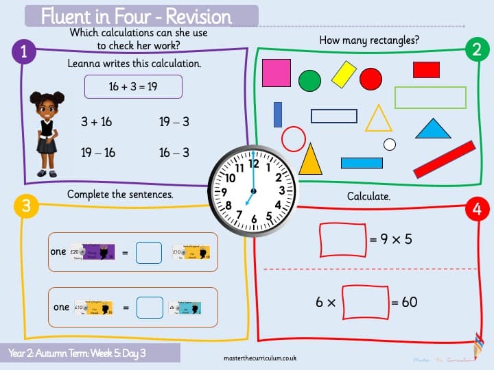 Inside 1 of Year 2 – Autumn – Week 1 Addition & Subtraction Revision Starters V2.0