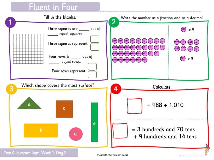 Inside 3 of Year 4 – Week 1 – Editable Decimals Differentiated Worksheets – Summer Term