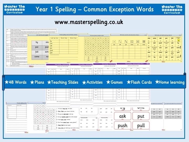 Inside 1 of Common Exception Words Pack