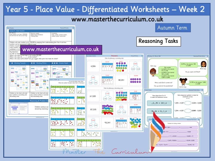 Inside 1 of Year 5- Place Value Differentiated Worksheets – Week 2