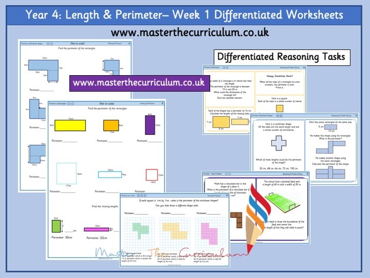 Inside 2 of Year 4- Editable Perimeter and length Differentiated Sheets