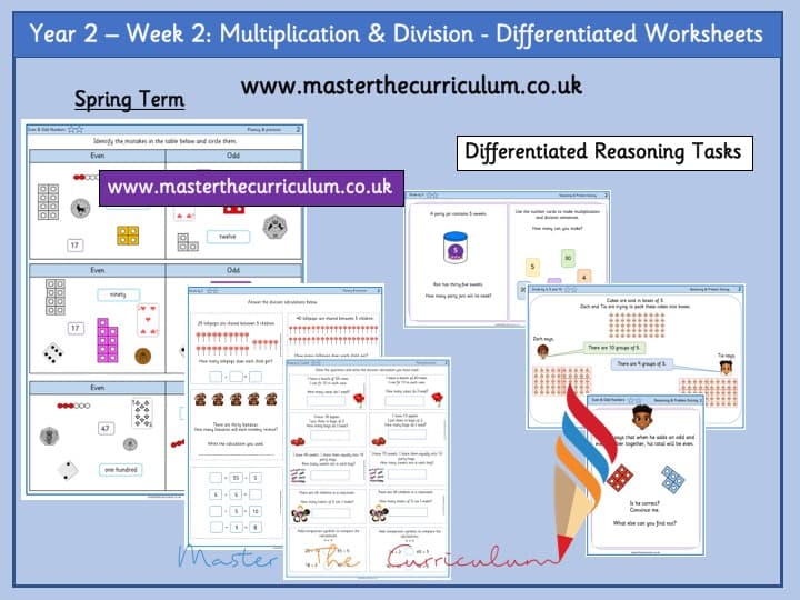Inside 2 of Year 2 – Spring – Week 2 – Editable Multiplication & Division Differentiated Sheets