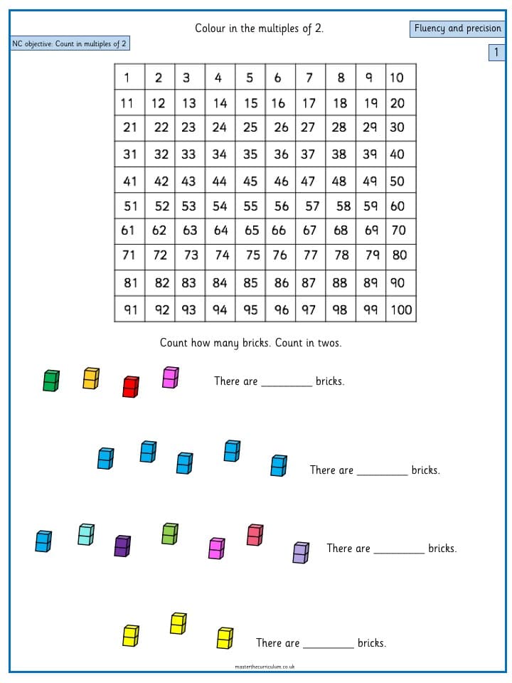 Inside 1 of Year 1 – Count in multiples of 2 (3)