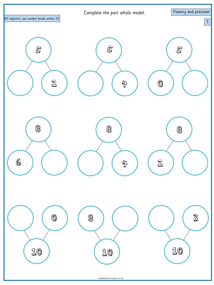 Inside 1 of Year 1 – Use number bonds within 10 (5)