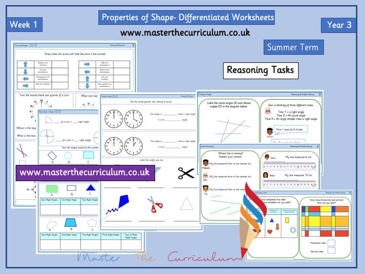 Inside 1 of Year 3– Summer – Week 1 – Editable Properties of Shape Differentiated Sheets