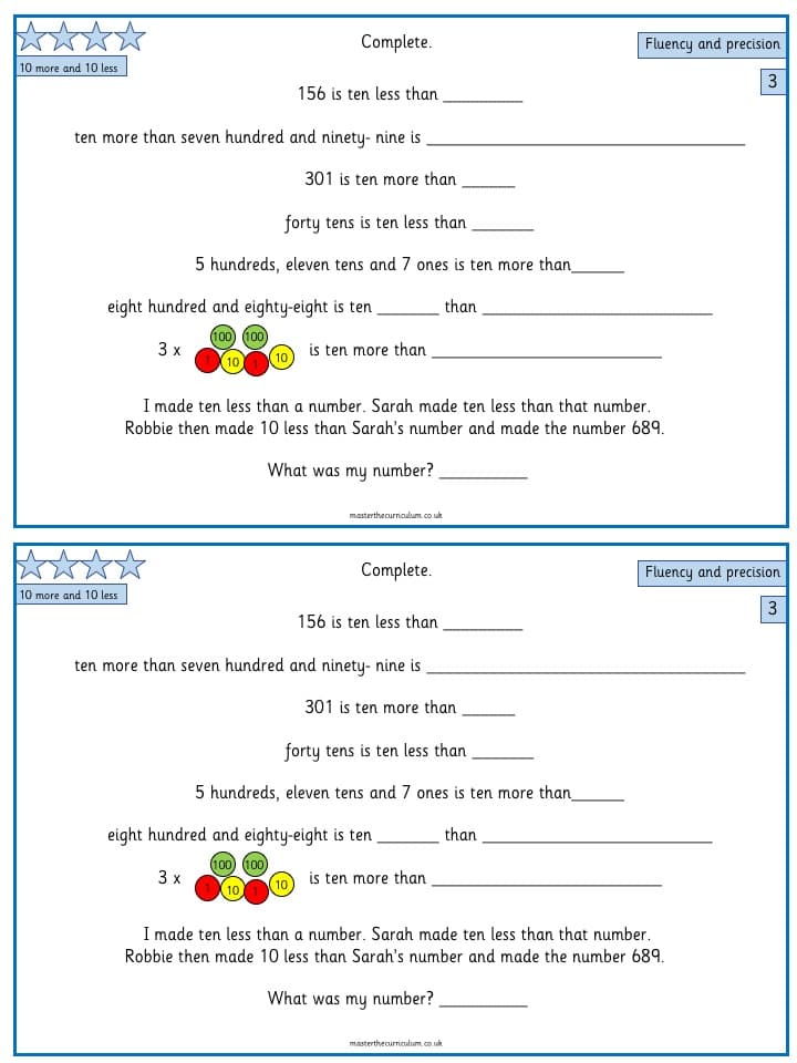 Inside 5 of Year 3 – Week 2- Place Value Editable Sheets