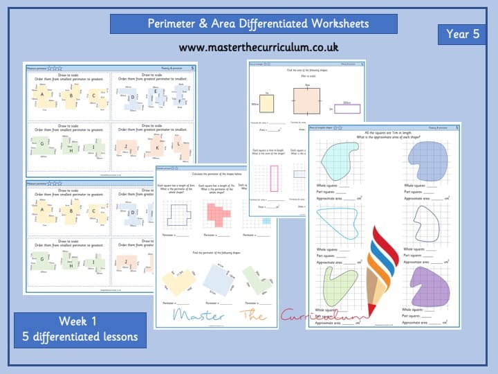 Inside 1 of Year 5 – Editable Perimeter and Area Differentiated Worksheets – Week 2